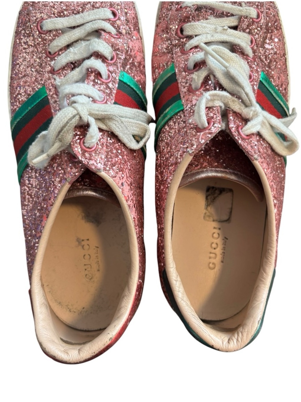 Gucci Ace Pink Glitter Sneakers - Picture 9 of 10
